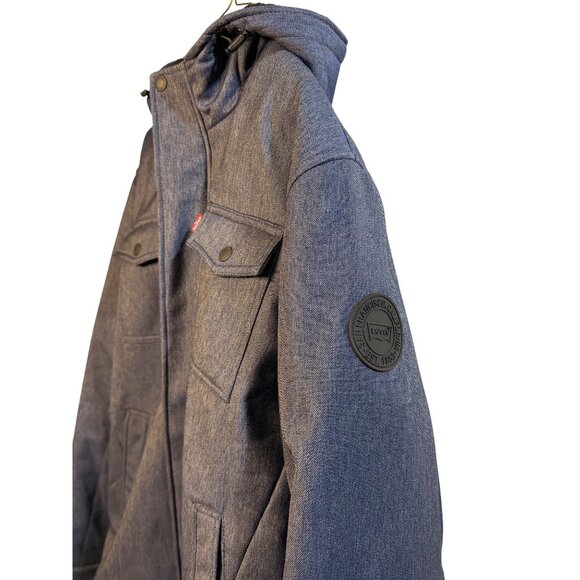Levi's Men's Soft Shell Two Pocket Sherpa Lined Hooded Trucker Jacket Blue XL - Picture 2 of 10